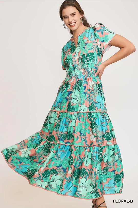 Abstract Floral Dress - Plus