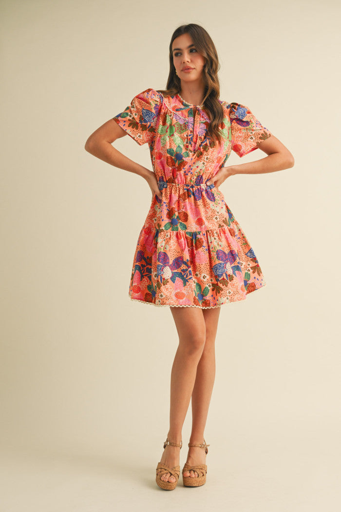 Multi Flower Print Dress