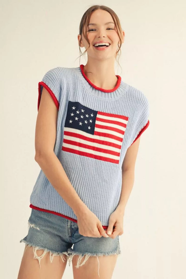 Americana Flag Knit Sweater Vest