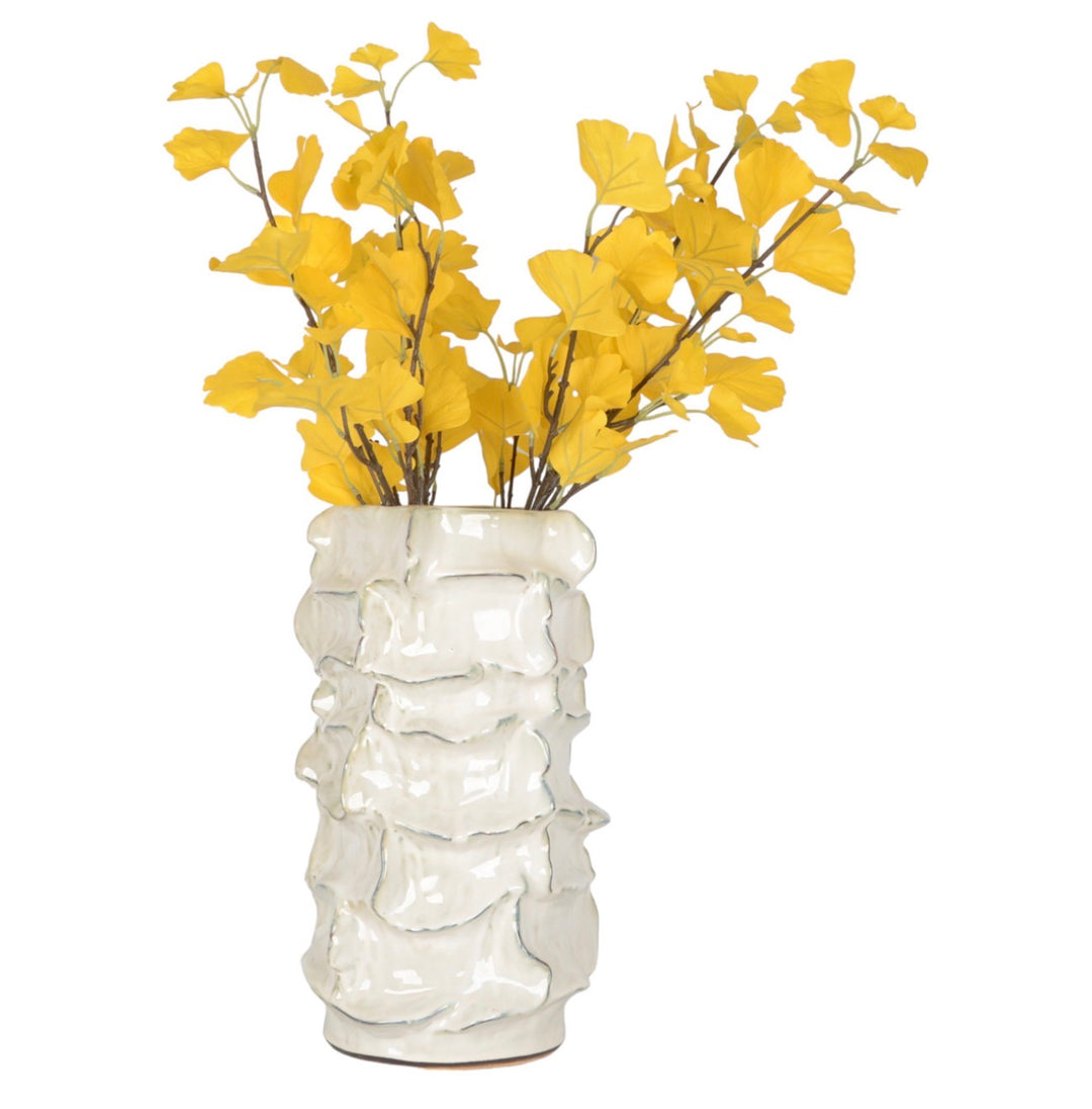 Textured Ivory Ceramic Accent Vase