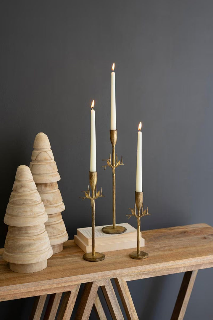 Gold Antler Forged Taper Candle Holder Set