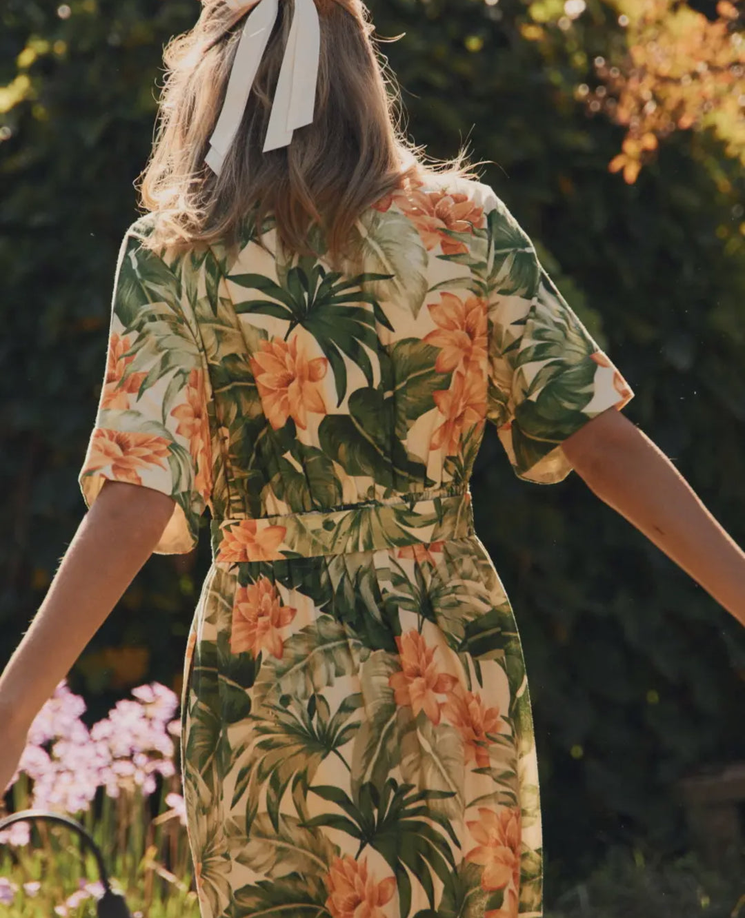 Palm Grove Belted Midi Dress