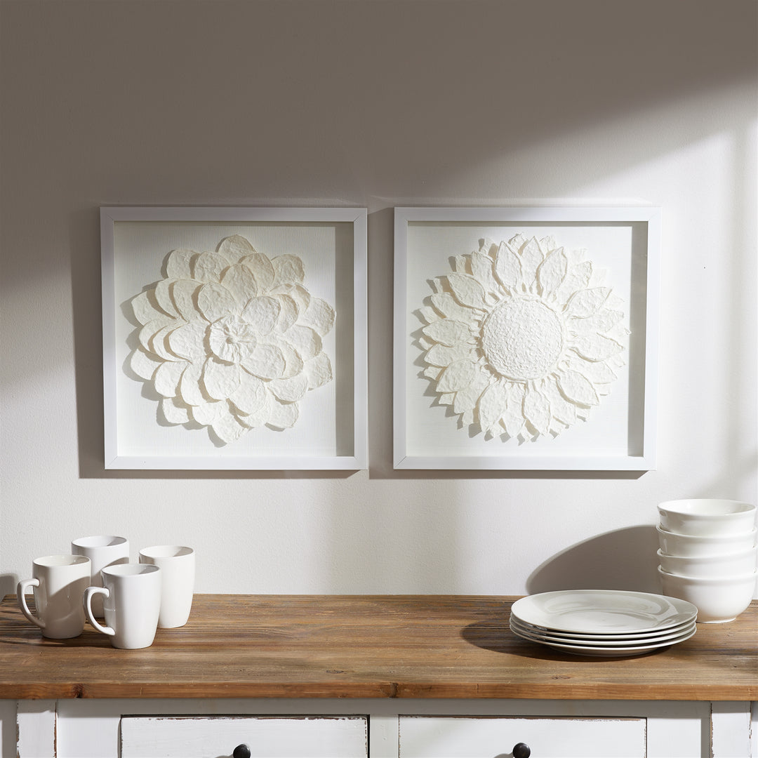White Bloom Textured Wall Art