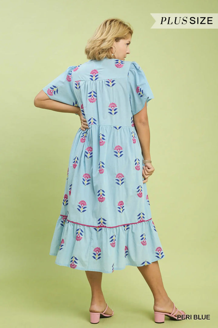 Periwinkle Bloom Midi Dress