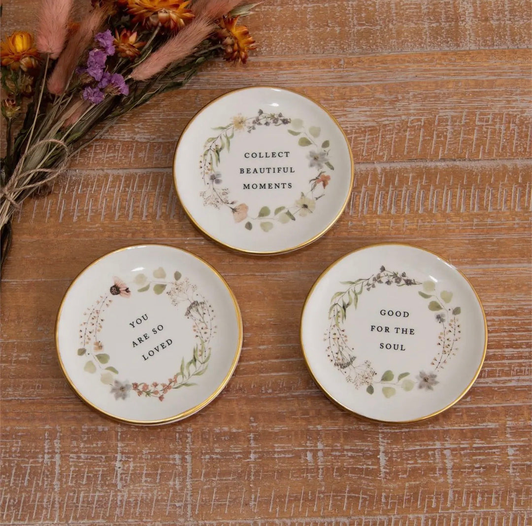 Floral Sentiment Trinket Dish (Multiple Sayings Available)