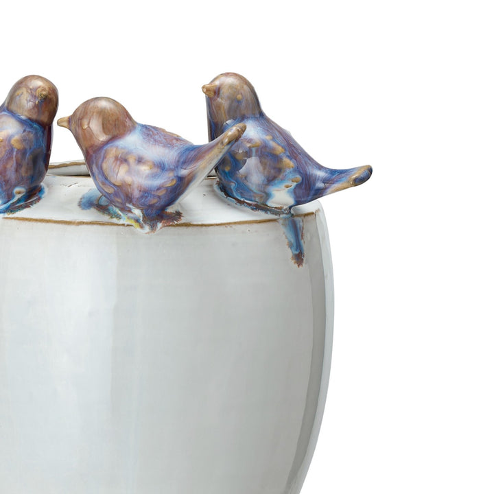 Perched Birds Stoneware Planter