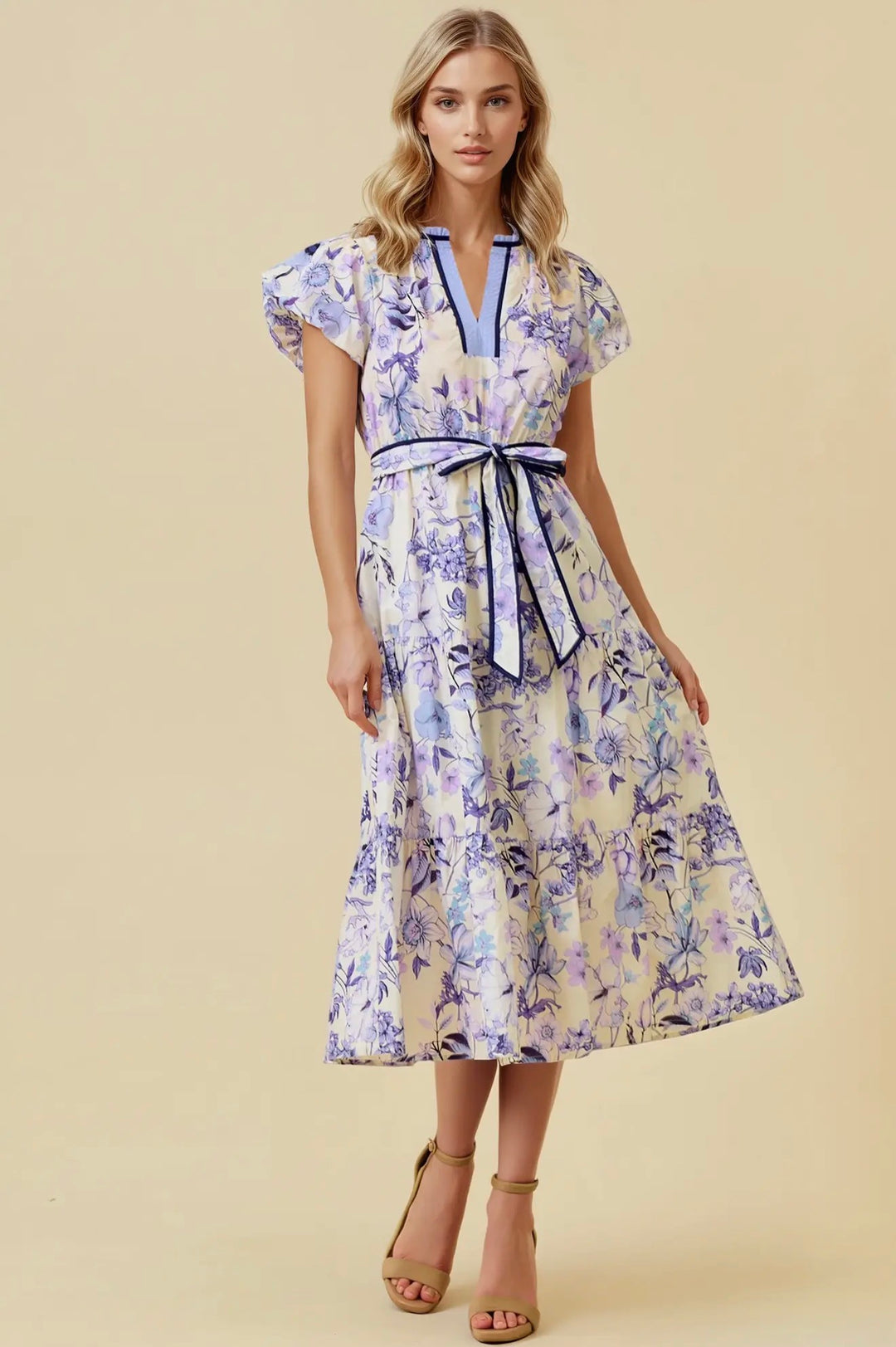 Lavender Garden Stroll Midi Dress