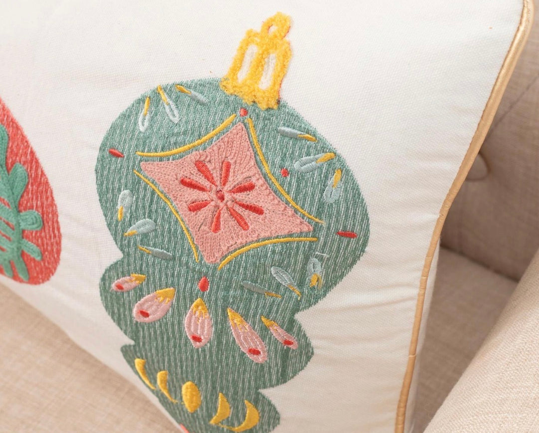 Heirloom Ornament Embroidered Lumbar Pillow