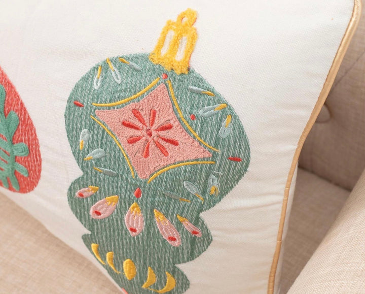 Heirloom Ornament Embroidered Lumbar Pillow