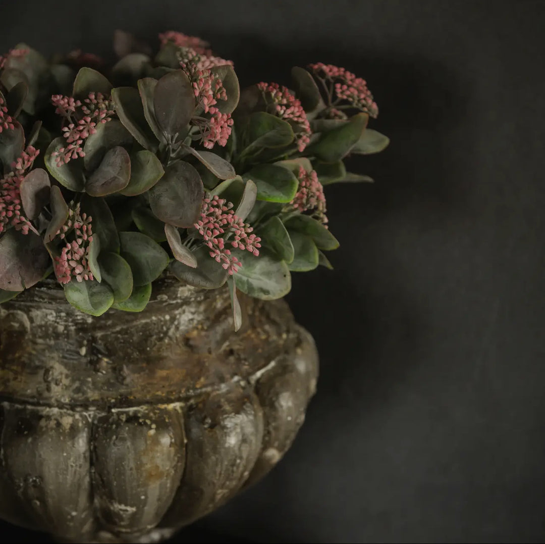 12” Greenery Bush with Pink Buds