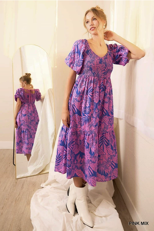 Elegant Tropics Midi Dress