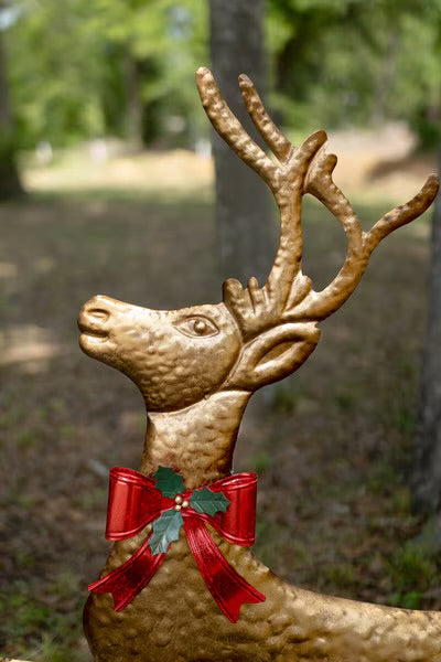 Prancing Gold Reindeer Yard Stake