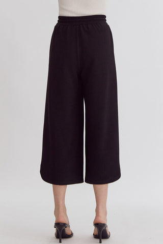 Textured Black Wide Leg Pants