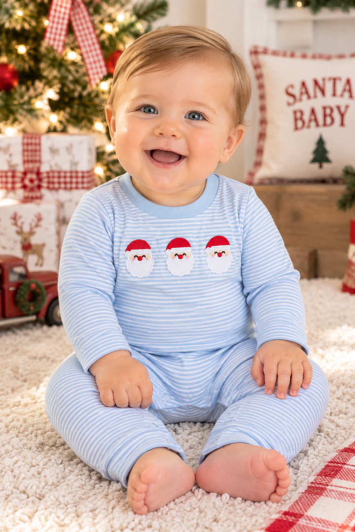 Santa Sweetheart Blue Romper
