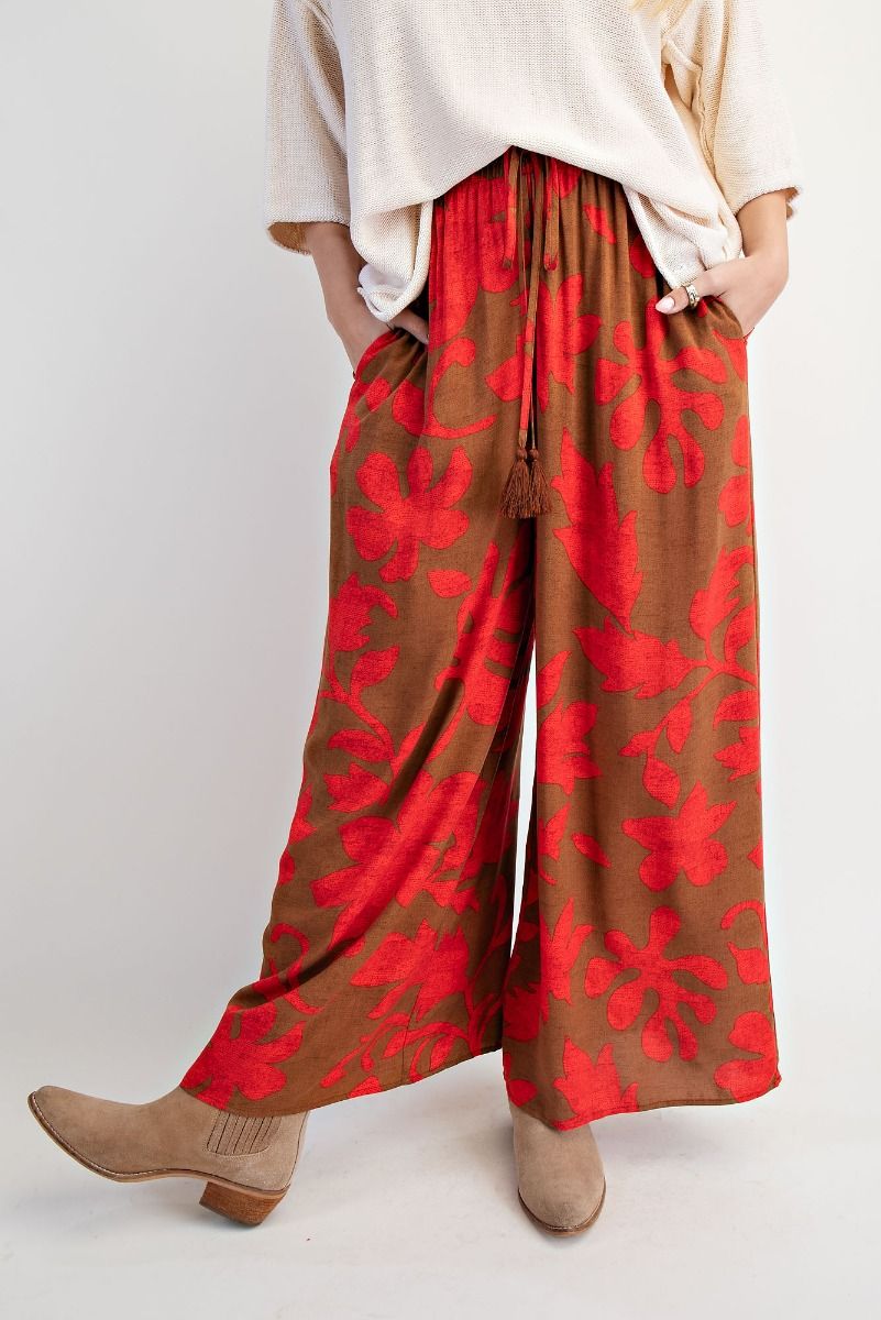 Autumn Petals Wide-Leg Pants