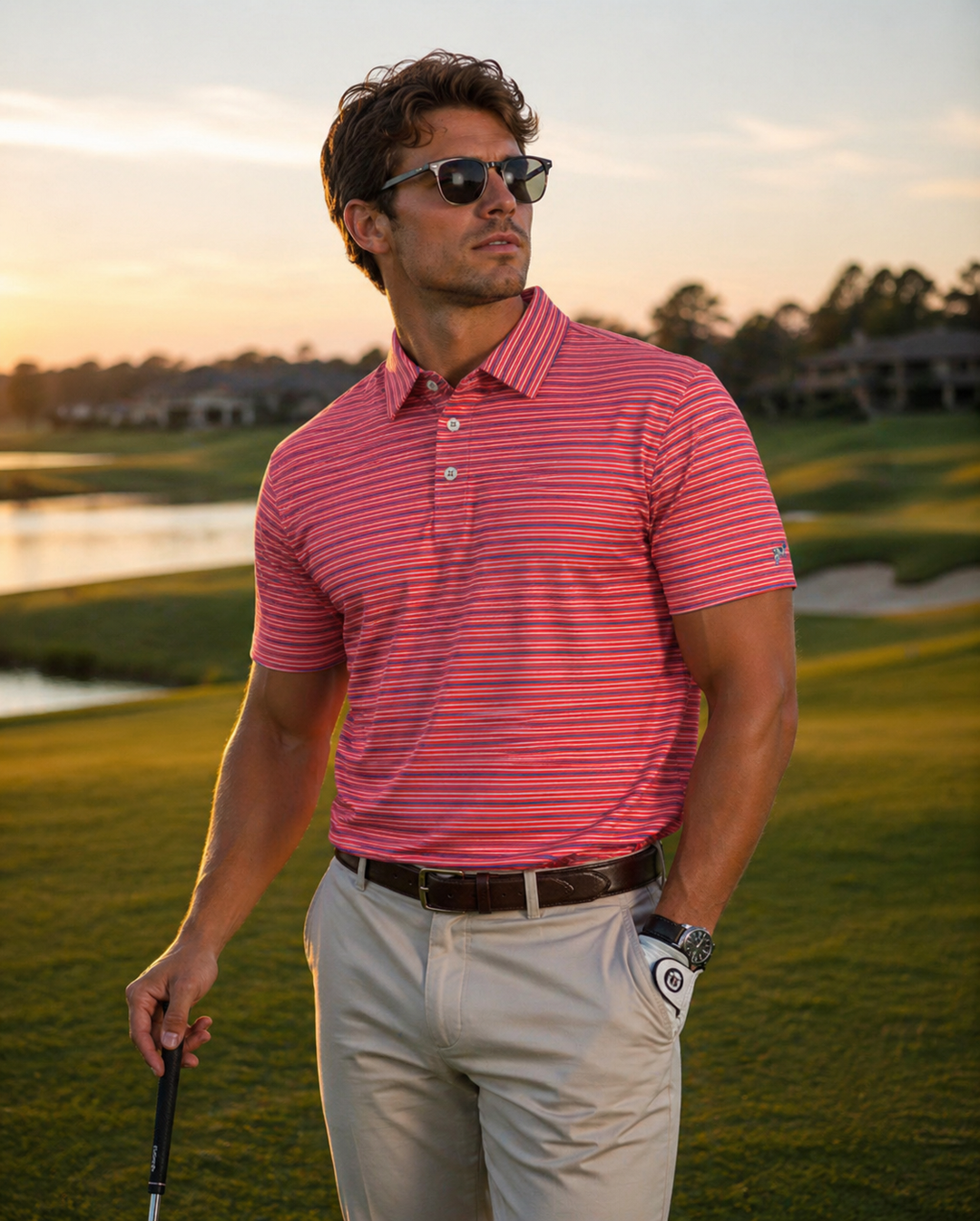 Bayside Stripe Polo - Coral