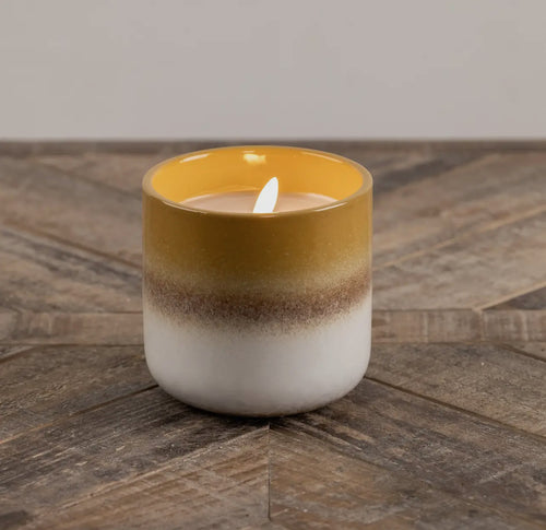 4” White & Yellow Ceramic 3D Flame Candle