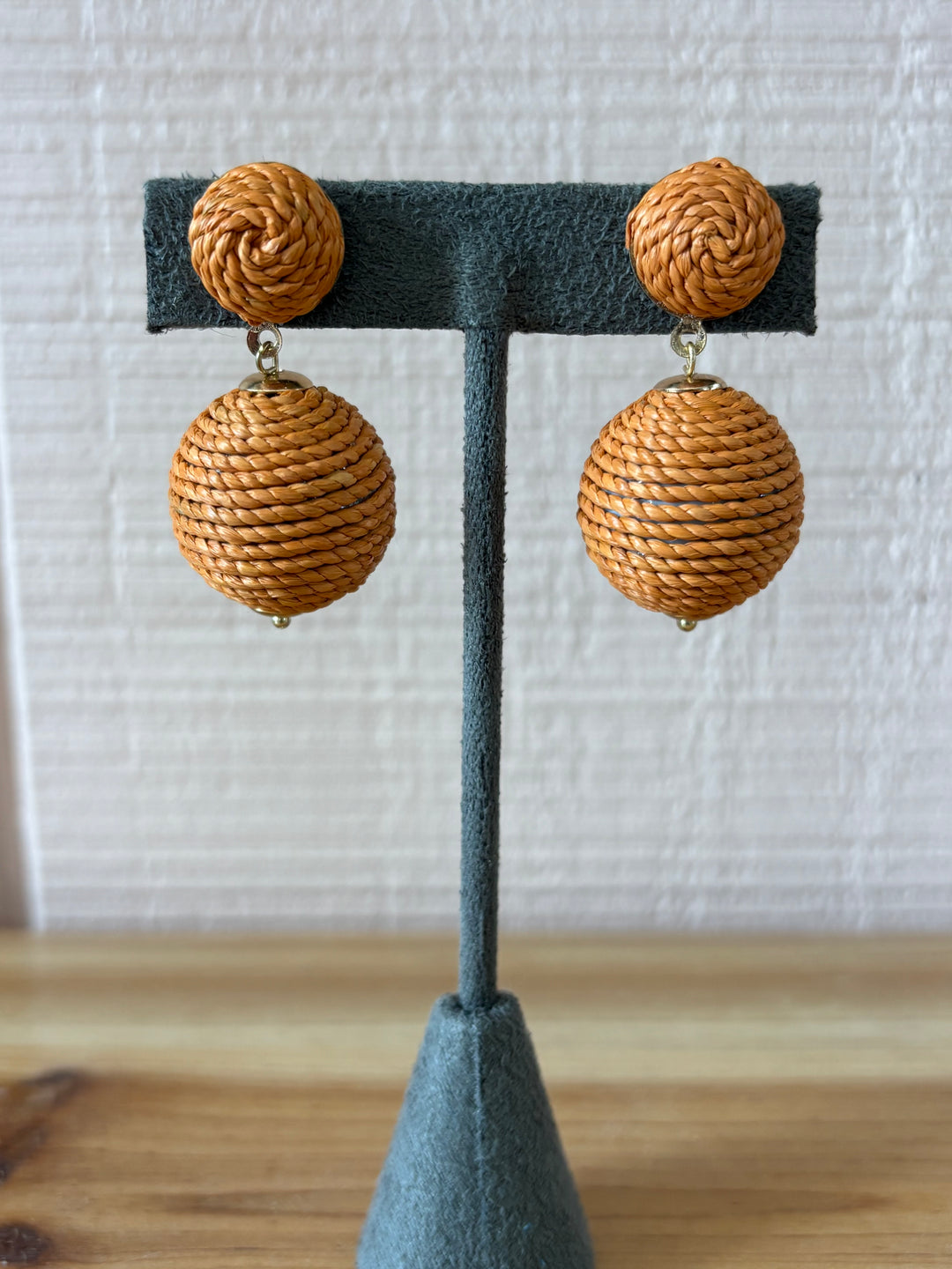 Golden Rattan Drop Earrings
