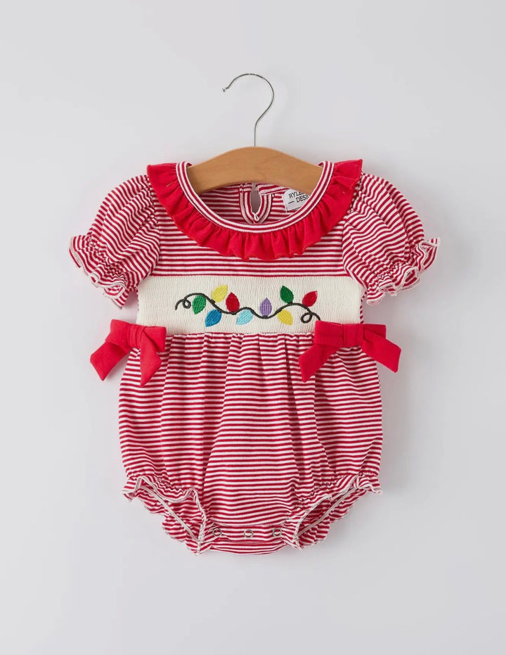 Twinkle Lights Smocked Stripe Bubble