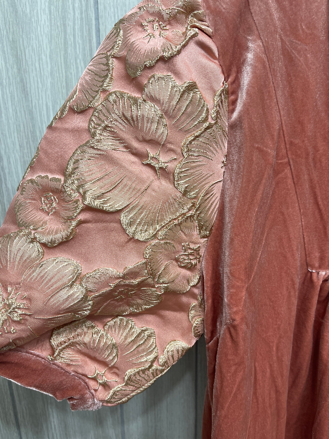 Velvet Rose Quartz Embroidered Sleeve Top