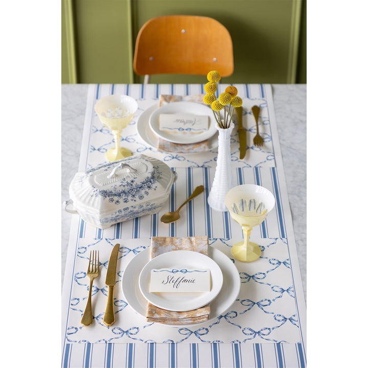 Classic Blue Stripe Paper Table Runner