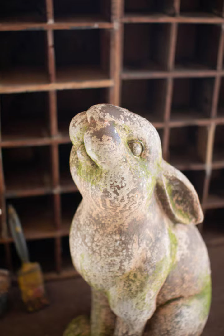 Mossy Meadow Rabbit Statue - Faux Concrete