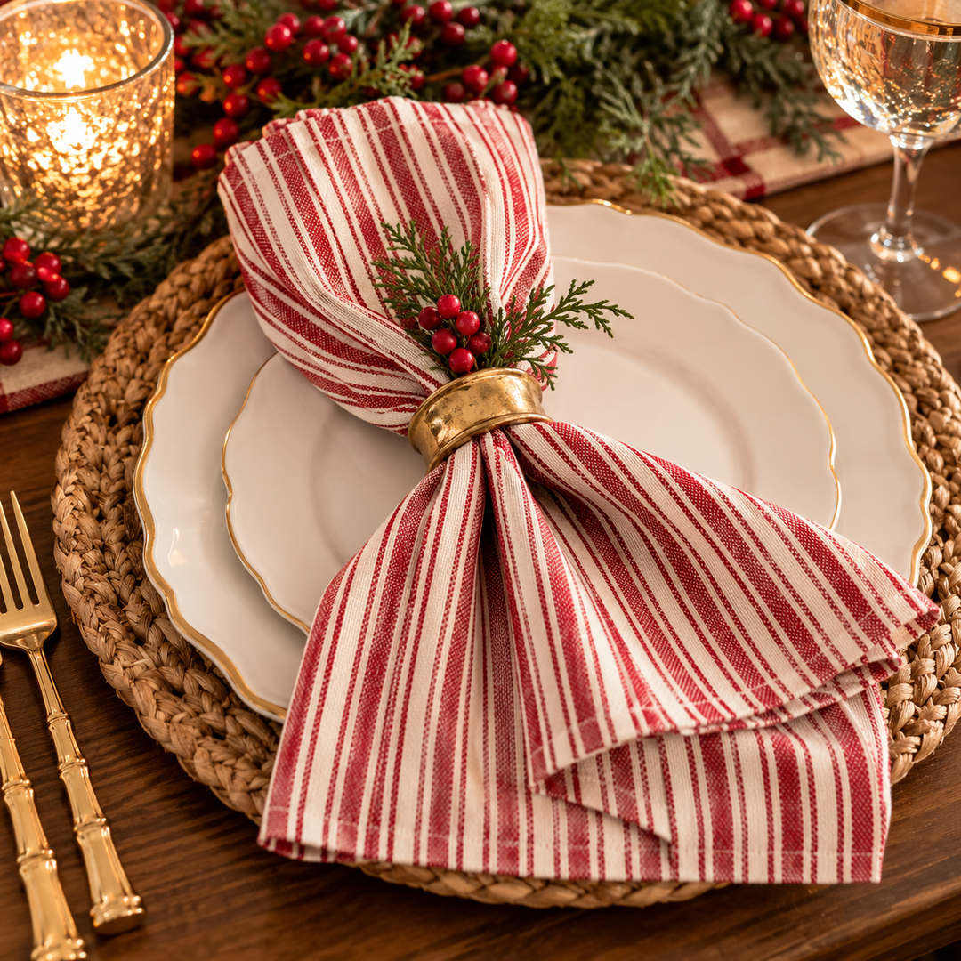 Classic Crimson Stripe Cloth Napkin