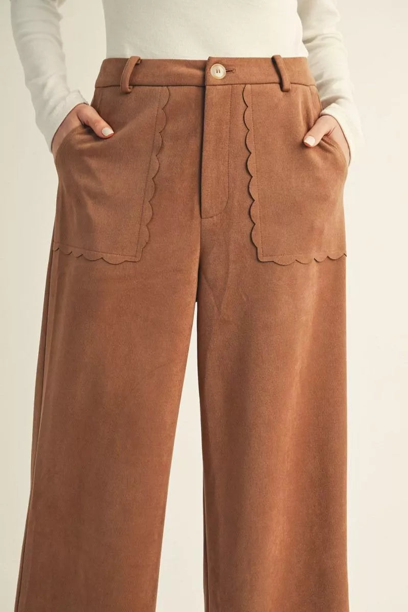 Sienna Scallop Wide-Leg Trousers