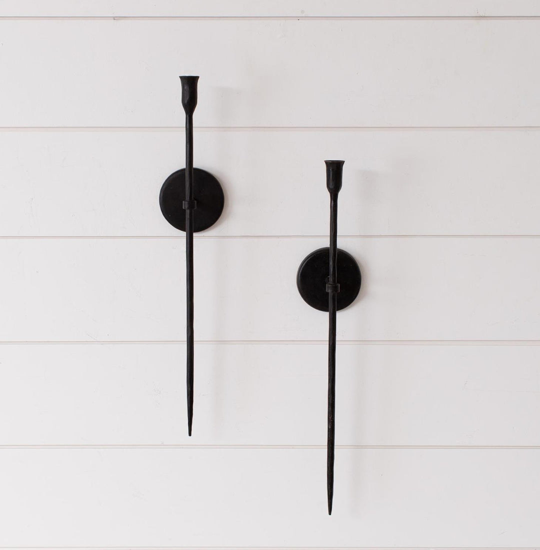 Black Iron Taper Candle Wall Sconce