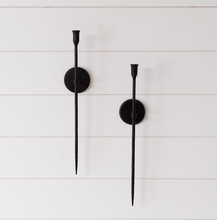 Black Iron Taper Candle Wall Sconce