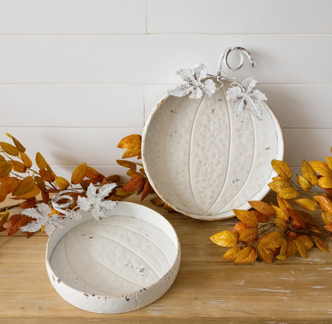 Distressed White Pumpkin Trays