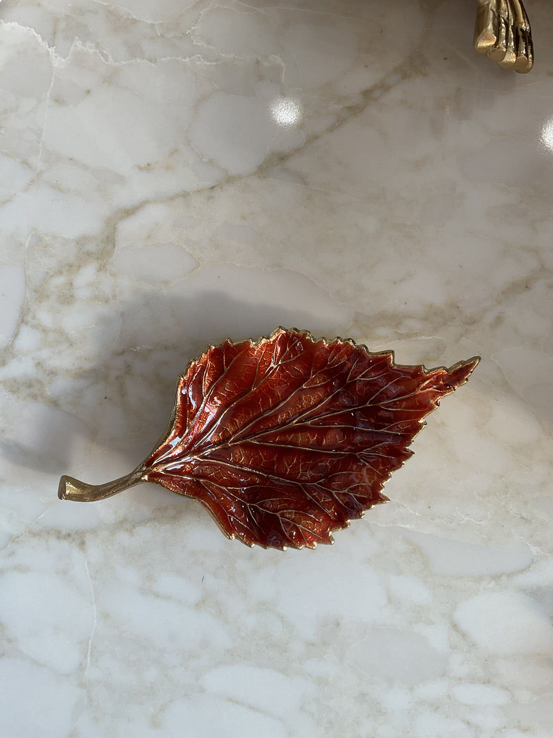 Enamel Leaf Trinket Dish
