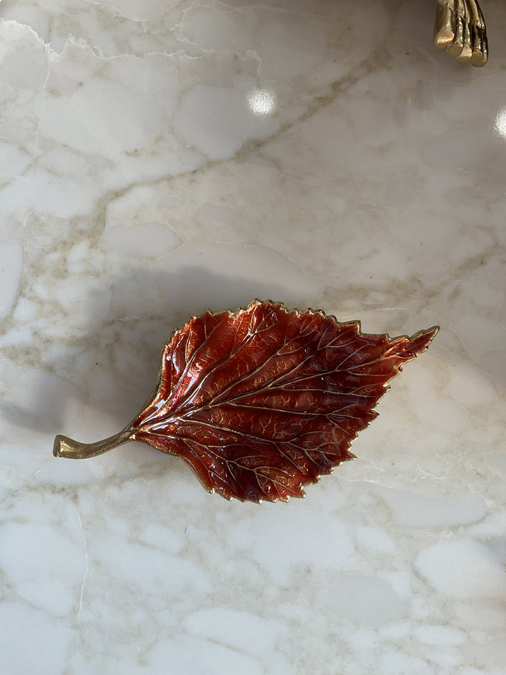 Enamel Leaf Trinket Dish