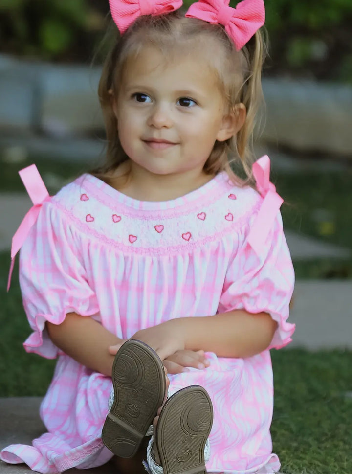 Pink Picnic Heart Smocked Dress