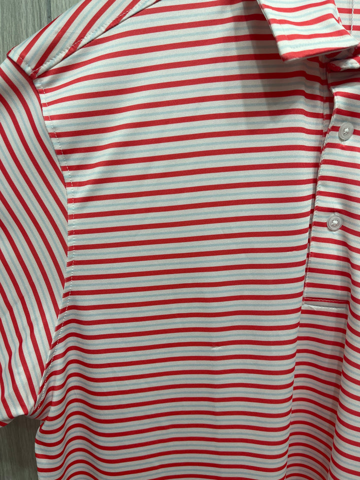 Coral & Light Blue Stripe Polo