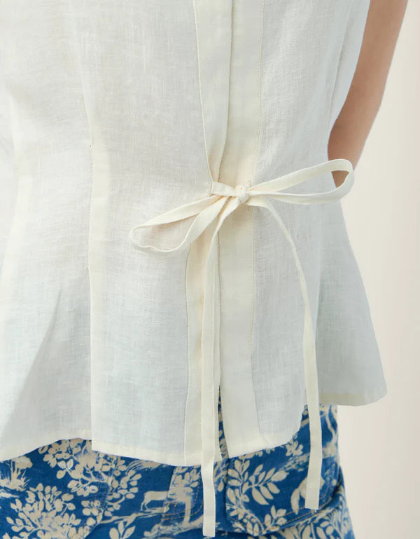 Seleah Linen Top – White