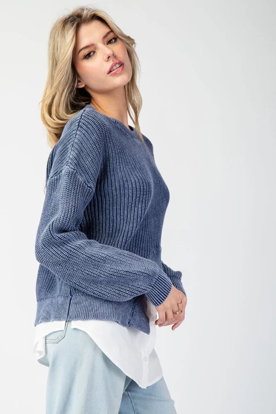 Blue Skies Layered Knit Top