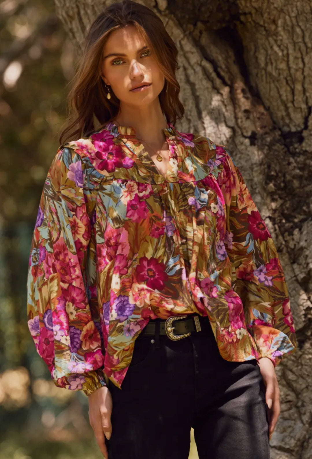 Wild Bloom Satin Blouse
