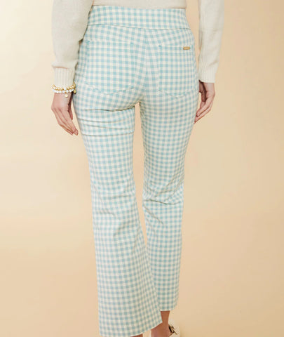 Maren Kick Flare Aqua Gingham Pants