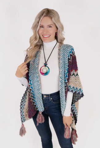 Multi-Colored Shawl with Tassels