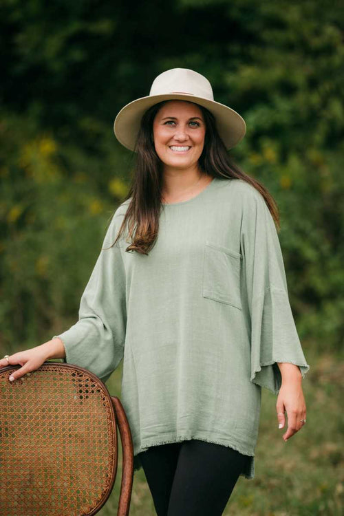 All About The Fringe Top - Green Tea