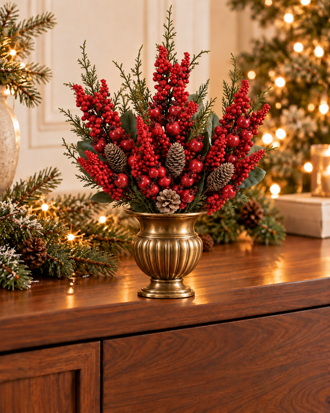 Christmas Pine &amp; Berry Spray — 22"