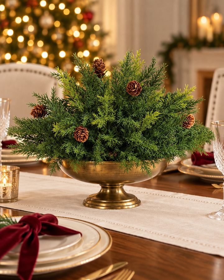 Arborvitae & Pinecone Half Orb – 13″