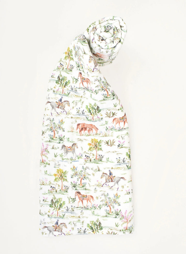 Countryside Horses Muslin Shawl Blanket