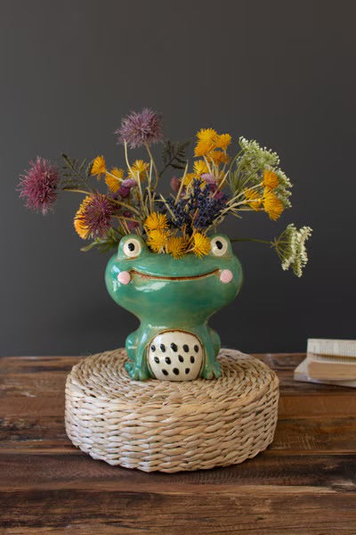 Smiley Frog Ceramic Planter