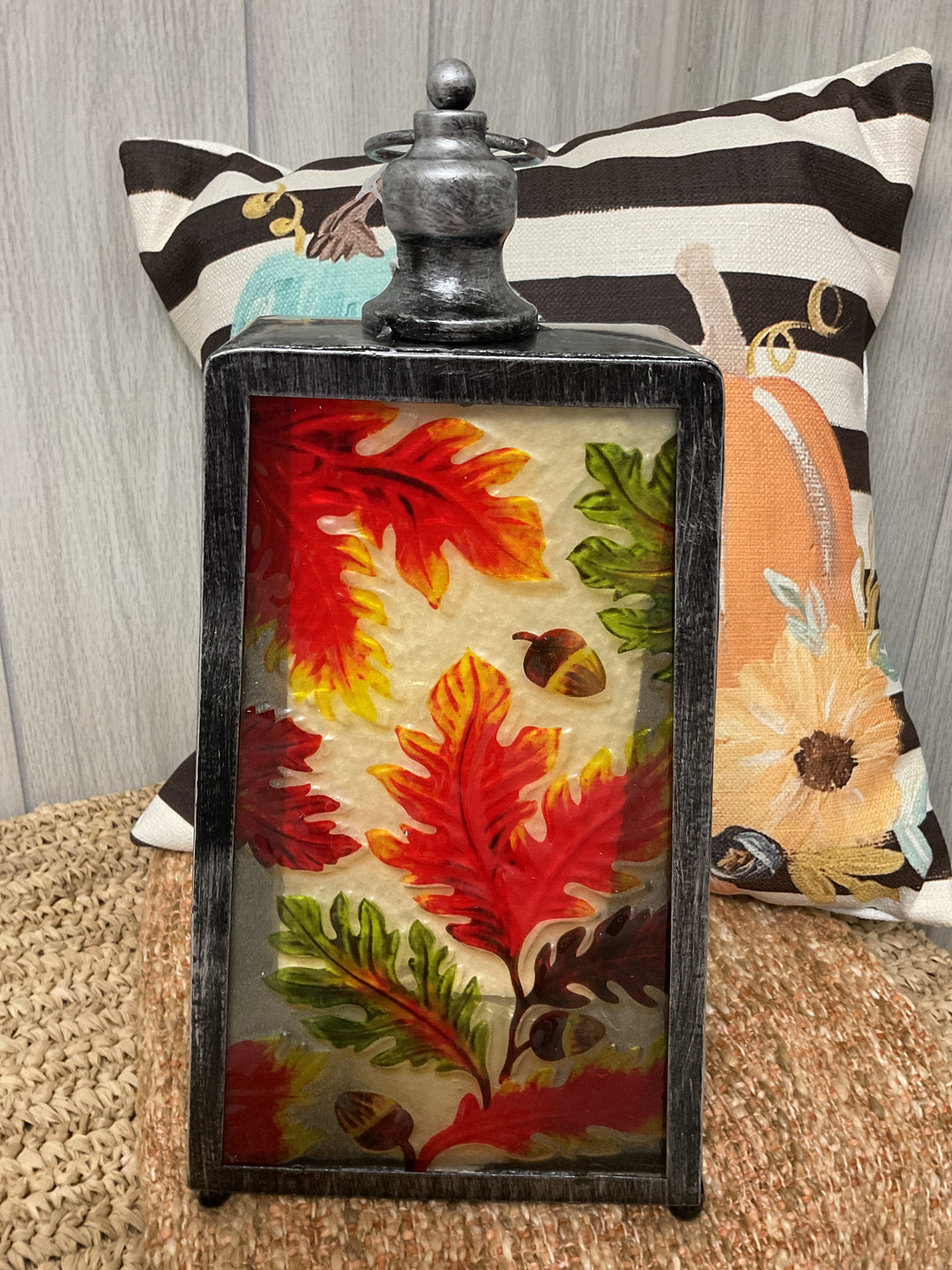 Harvest Glass and Metal LED Lantern
