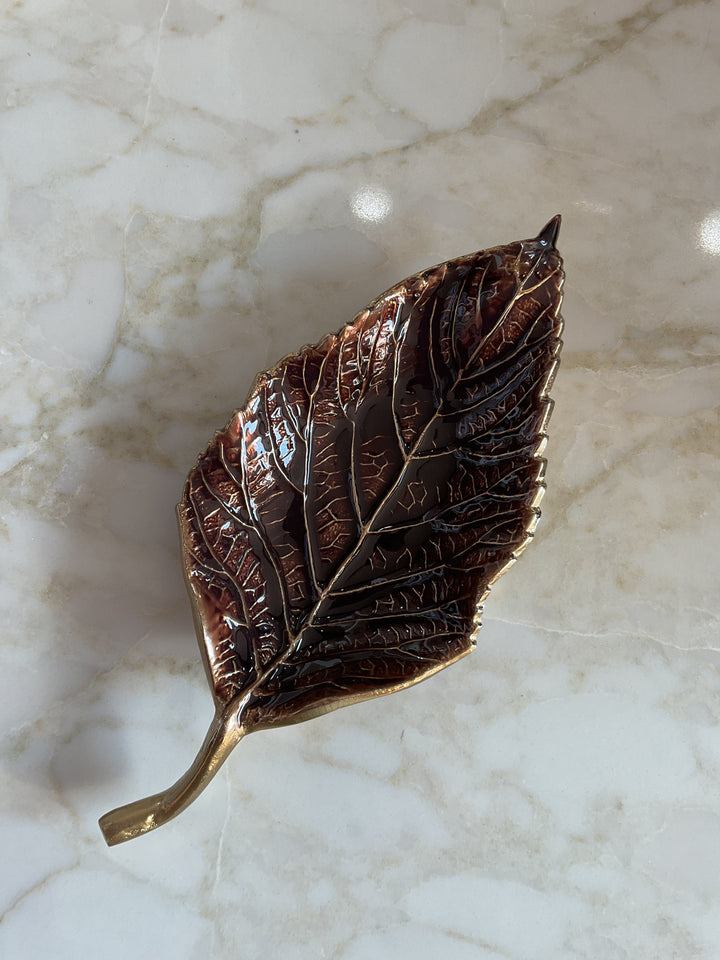 Enamel Leaf Trinket Dish