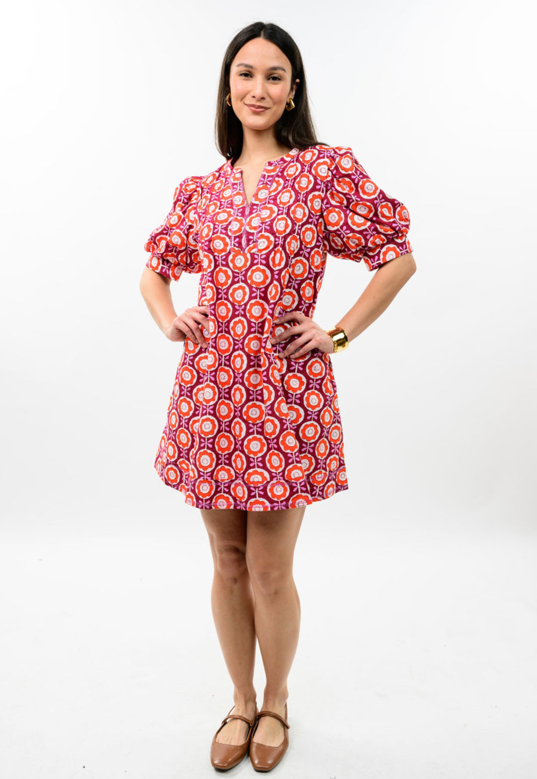 Poppy Bloom Puff Sleeve Dress