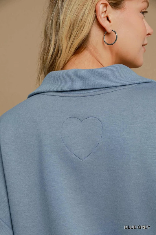 Blue Quarter Zip Top
