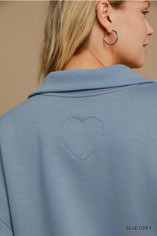 Blue Quarter Zip Top